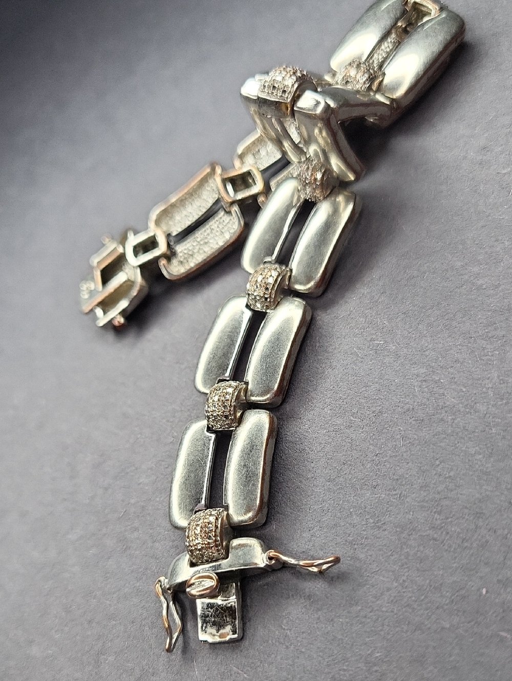 Silver-Tone Women's Pave Link Bracelet